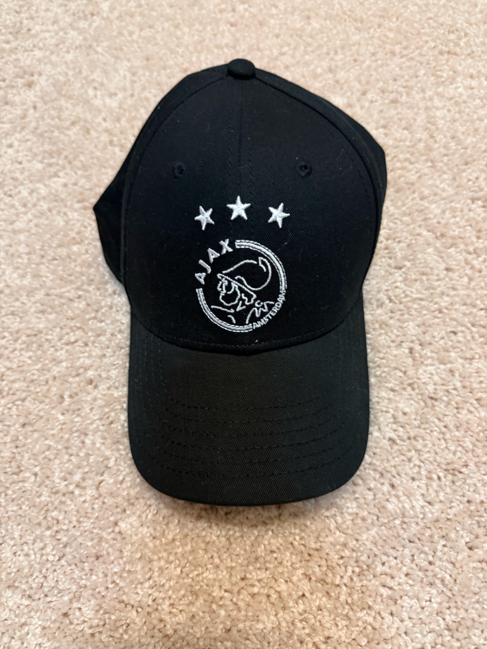 Amsterdam Ajax Football Club Black Adult Baseball Cap w/ White Embroidered Logo